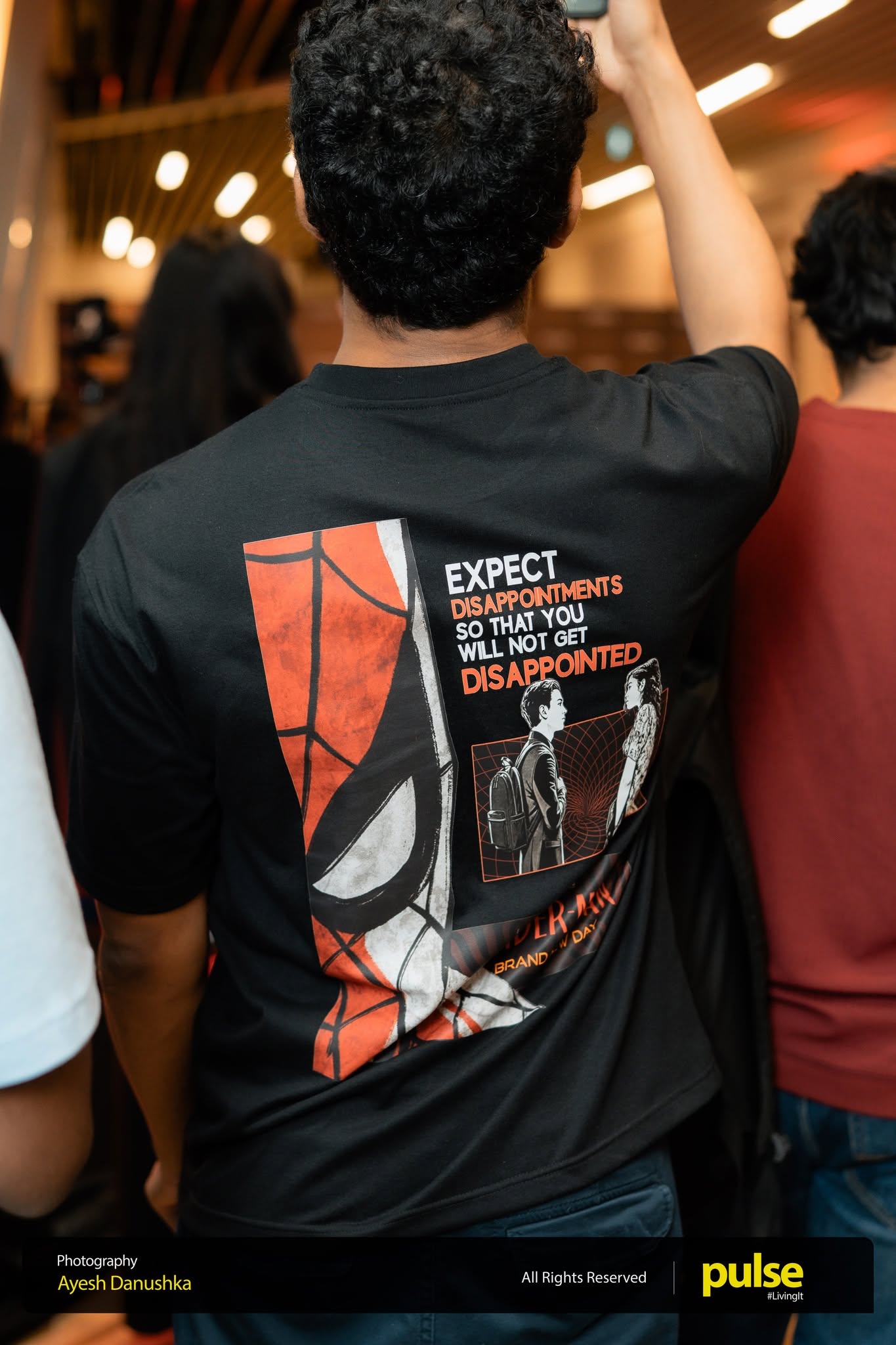 Customer wearing the Respawned Spider-Man tee